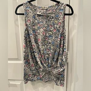 Viamor womens multicolor tank top with tie front, leopard, small